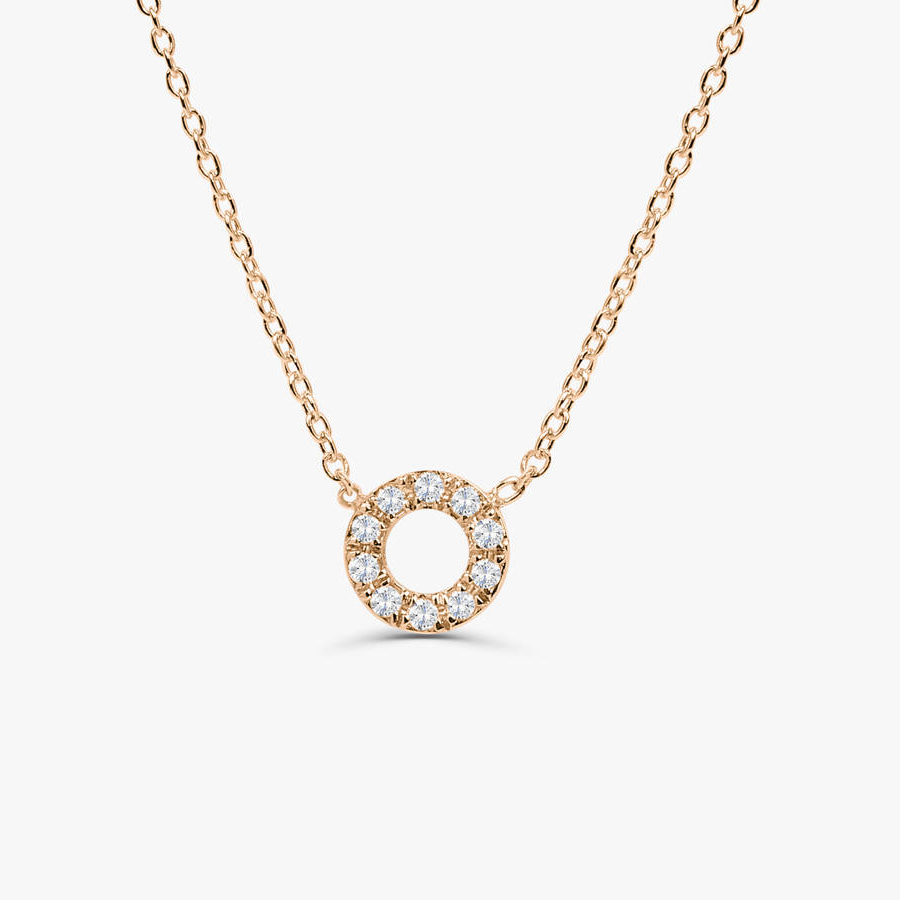 Sterling Silver Cubic Zirconia Tiny Open Circle Necklace