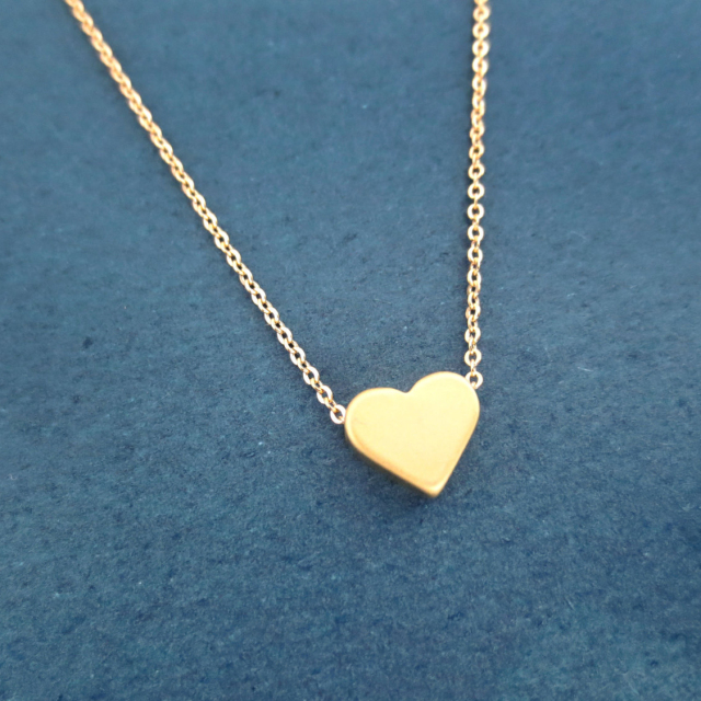 Cute Sterling Silver 14K Yellow Gold Love Heart Necklace for Valentine's Day