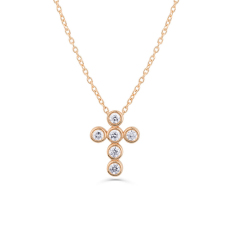 Dainty Sterling Silver Cubic Zirconia Mini Cross Necklace