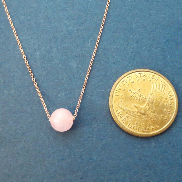 Dainty Sterling Silver Rose Gold Plated Rose Quartz Ball Necklace