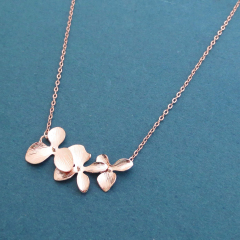 925 Sterling Silver Rose Gold Orchid Necklace for Wedding