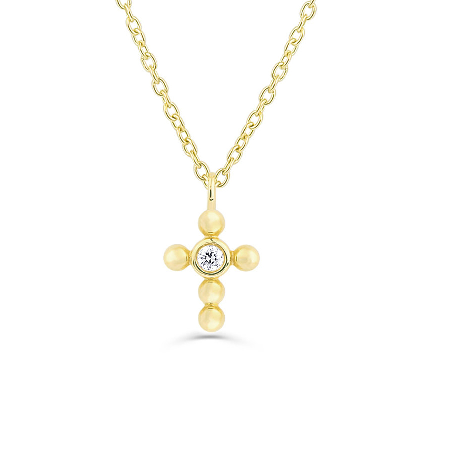Dainty Sterling Silver Solitaire Mini Cross Necklace