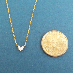14K Yellow Gold Plated Sterling Silver Cubic Zirconia Tiny Heart Necklace