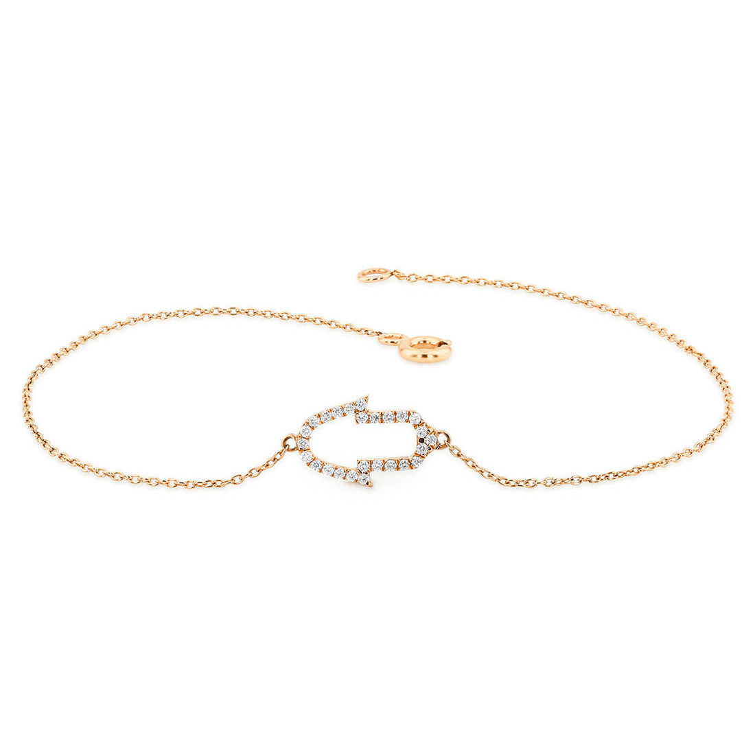 14K Gold Sterling Silver Cubic Zirconia Tiny Hamsa Hand Bracelet