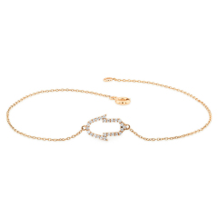 14K Gold Sterling Silver Cubic Zirconia Tiny Hamsa Hand Bracelet