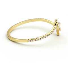 Sterling Silver Criss Cross Baguette Ring with Micro Pave CZ
