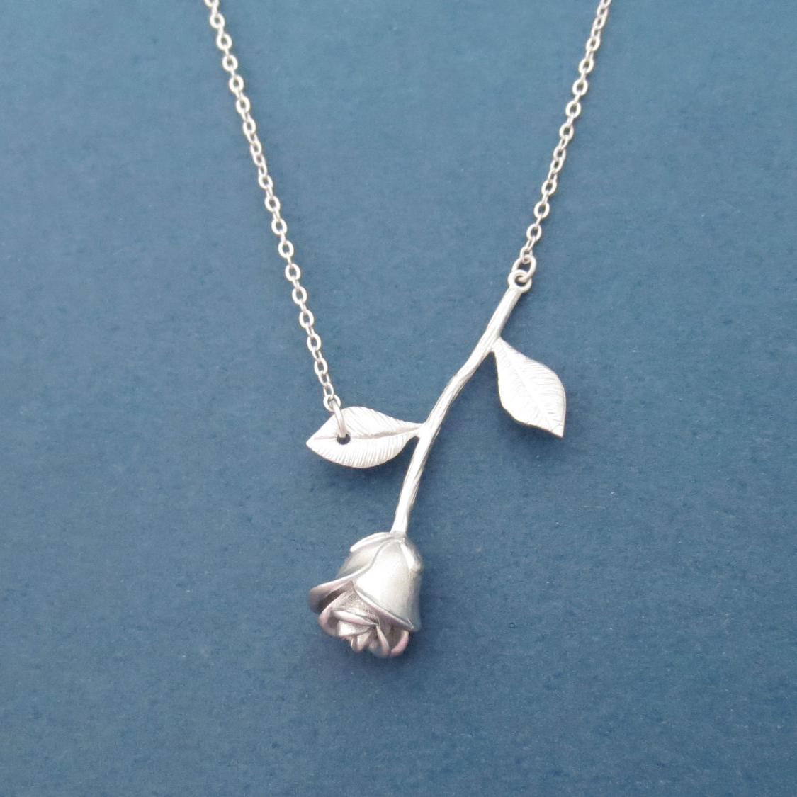 Beautiful Sterling Silver Rose Flower Necklace Gift Jewelry