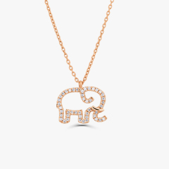 Animal Necklace Sterling Silver CZ Baby Elephant Lucky Charm Necklace