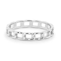 Chain Link Rose Gold Sterling Silver Wedding Band Ring