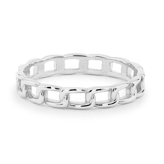 Chain Link Rose Gold Sterling Silver Wedding Band Ring