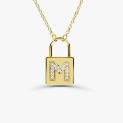 Delicate Sterling Silver Cubic Zirconia Initial Padlock Necklace