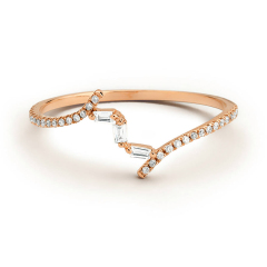Sterling Silver Criss Cross Baguette Ring with Micro Pave CZ