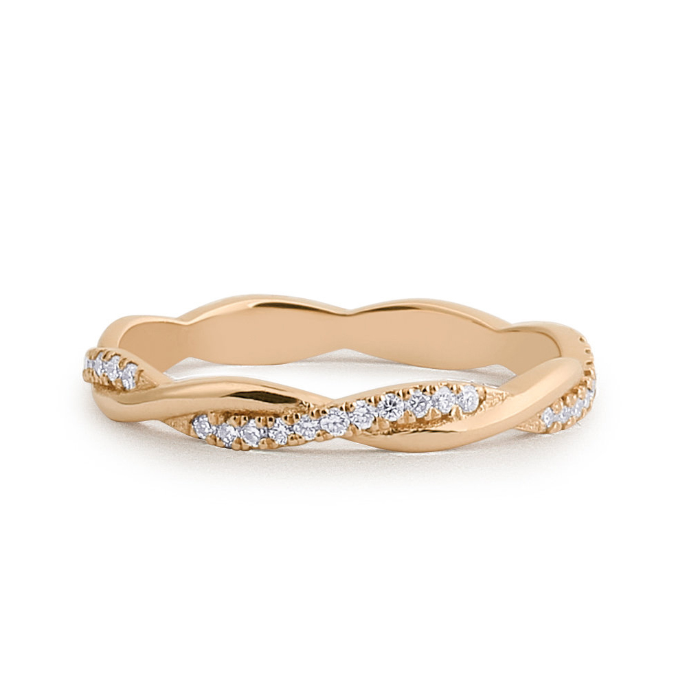 Sterling Silver Weaving Braid Cubic Zirconia Full Eternity Infinity Ring