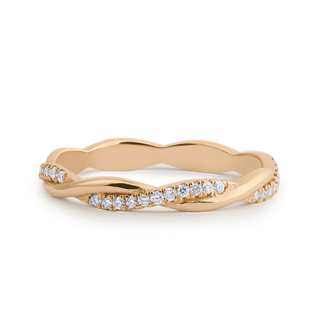 Sterling Silver Weaving Braid Cubic Zirconia Full Eternity Infinity Ring
