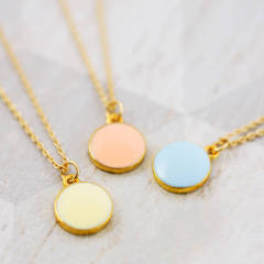 Dainty Design Sterling Silver Colourful Enamel Coin Necklace