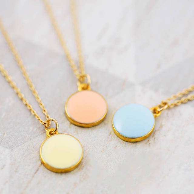 Dainty Design Sterling Silver Colourful Enamel Coin Necklace