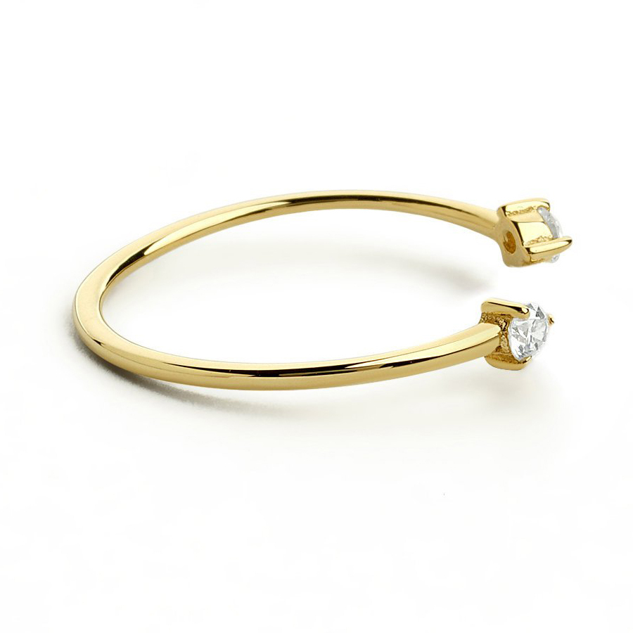 Sterling Silver Dual CZ Open Design Promise Stackable Ring