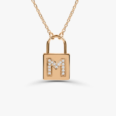 Delicate Sterling Silver Cubic Zirconia Initial Padlock Necklace