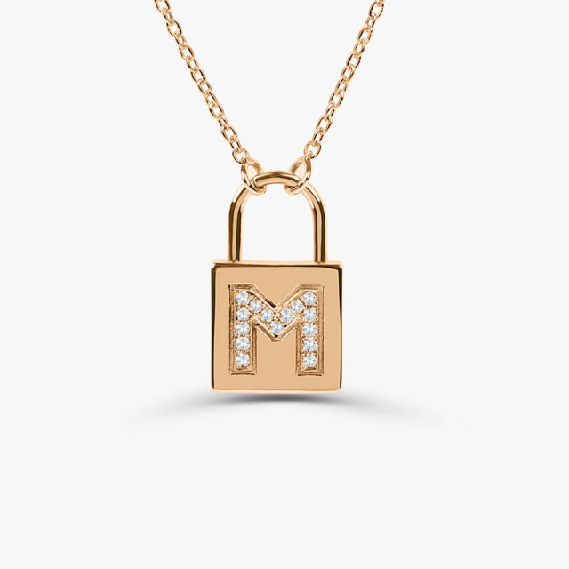 Delicate Sterling Silver Cubic Zirconia Initial Padlock Necklace