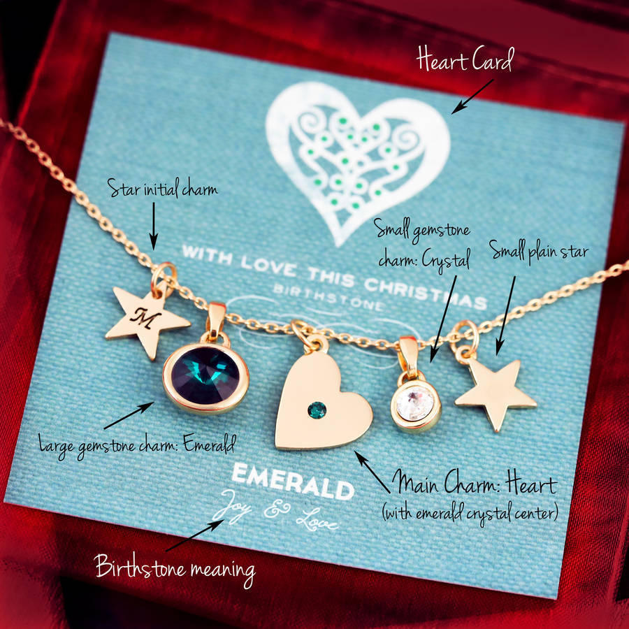 Design Your Own Christmas Birthstone Charm Necklace in 925 Silver