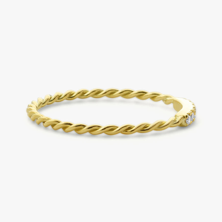 Dainty Sterling Silver Micro Pave Twisted Stacking Wedding Band Ring