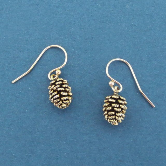 Sterling Silver Dainty Pinecone Hooks Earrings