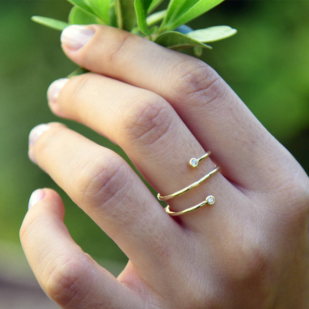 Sterling Silver Spiral Cubic Zirconia Ring Swirl Band Ring