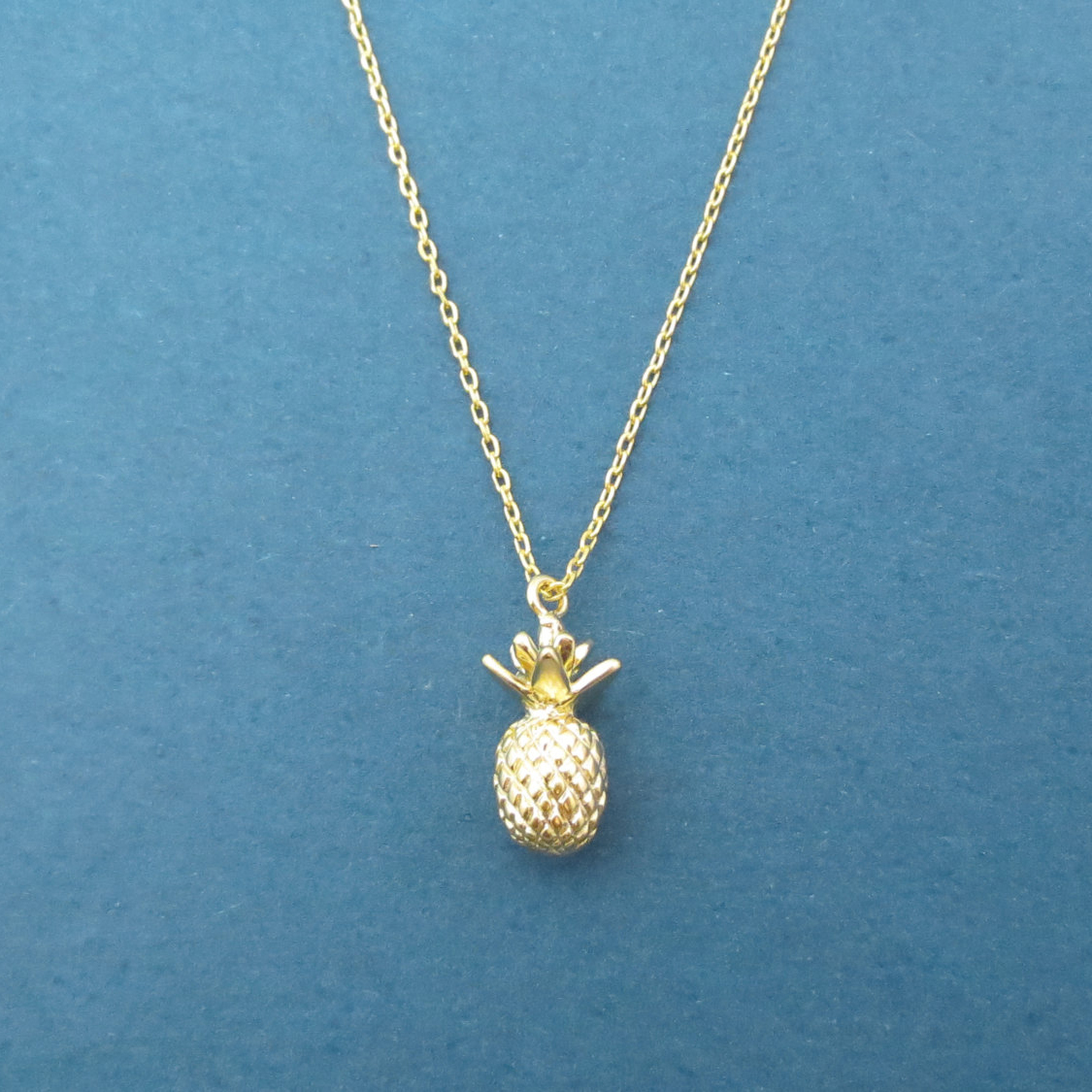 Modern Style Sterling Silver Gold Plated Fruit Pineapple Necklace
