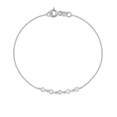 Dainty Sterling Silver 5 Link Floating Cubic Zirconia Chain Bracelet