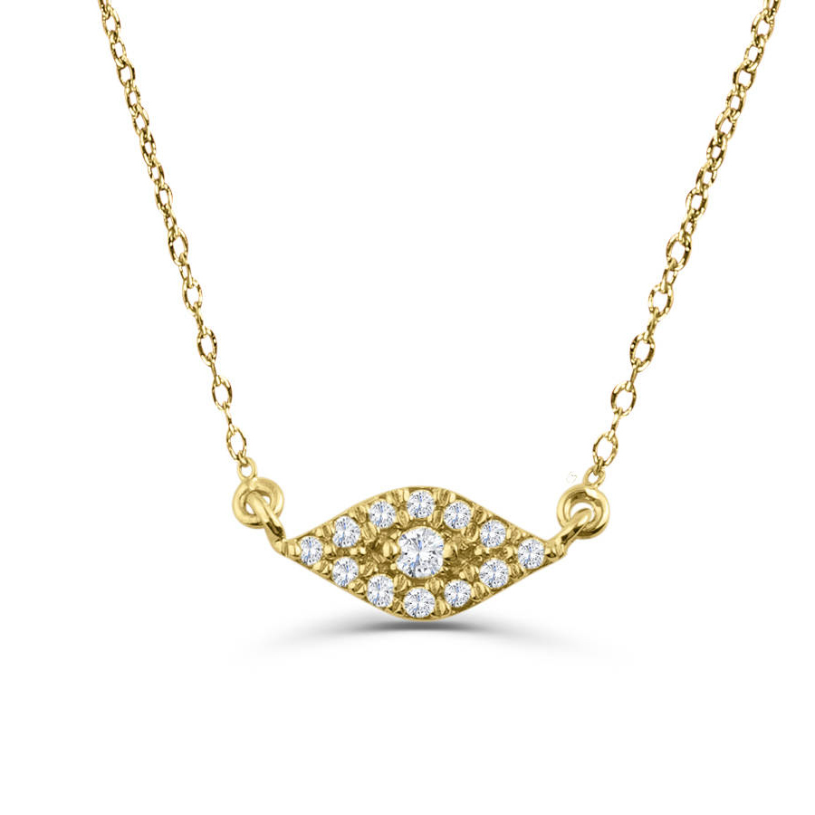 Sterling Silver Cubic Zirconia Good Luck Evil Eye Necklace
