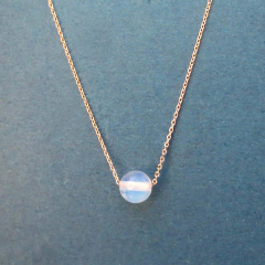 Dainty Sterling Silver Rose Gold Plated Moonstone Ball Necklace