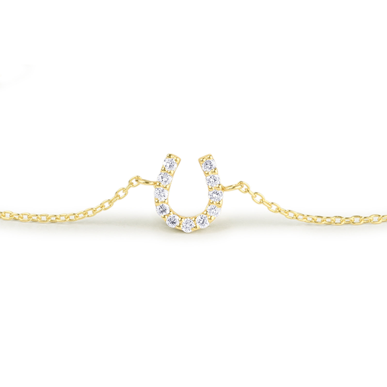 Sterling Silver Cubic Zirconia Horseshoe Lucky Bracelet