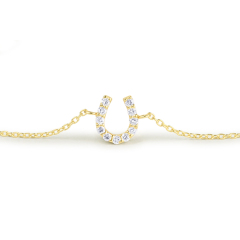 Sterling Silver Cubic Zirconia Horseshoe Lucky Bracelet