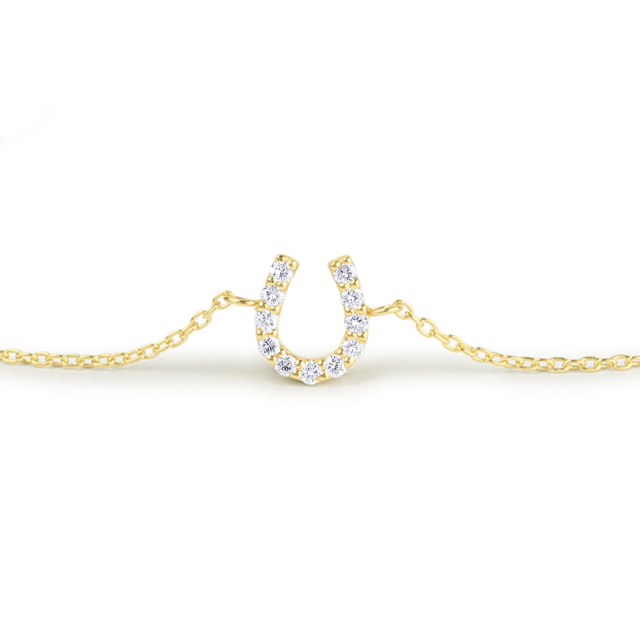 Sterling Silver Cubic Zirconia Horseshoe Lucky Bracelet
