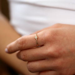 Sterling Silver Micro Pave Setting Cubic Zirconia Mini Star Stackable Ring