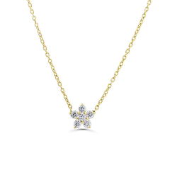 Dainty Sterling Silver CZ Cluster Flower Necklace for Birthday Gift