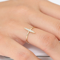 Dainty Elongated Micro Pave Stackable Bar Ring