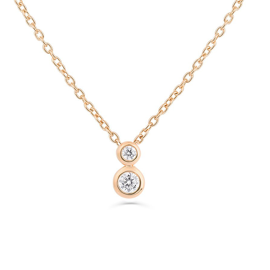 Sterling Silver Double Solitaire Floating Necklace for Her
