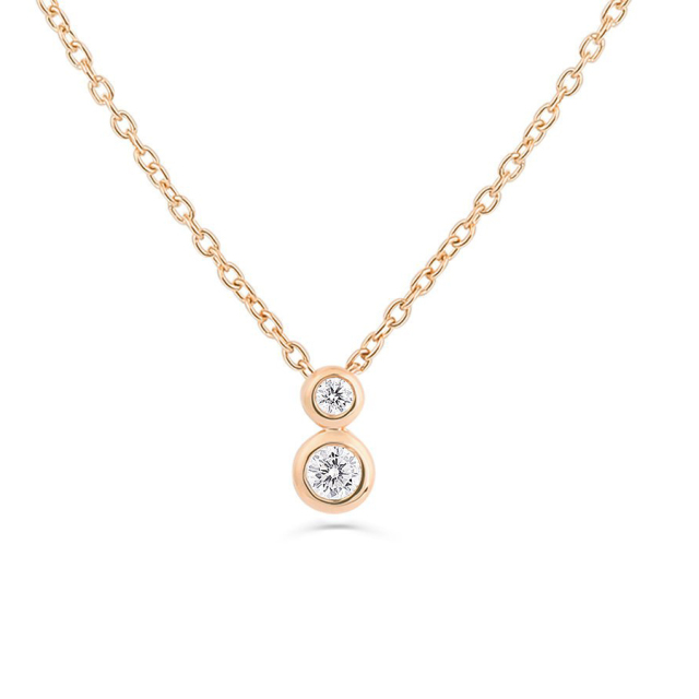 Sterling Silver Double Solitaire Floating Necklace for Her
