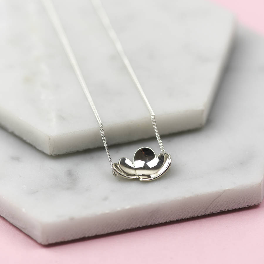 Handmade Sterling Silver Concave Hearts Necklace