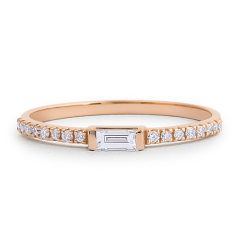 Sterling Silver Thin Stacking Engagement Ring with Baguette CZ Ring