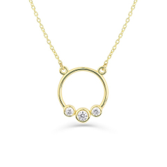Sterling Silver Graduated Trio Bezel Cubic Zirconia Circle Necklace