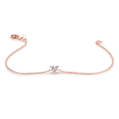 Sterling Silver Round Cut CZ Trio Clucter Floating Bracelet for Women