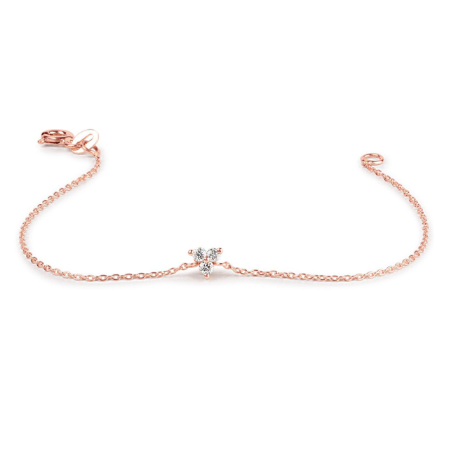 Sterling Silver Round Cut CZ Trio Clucter Floating Bracelet for Women