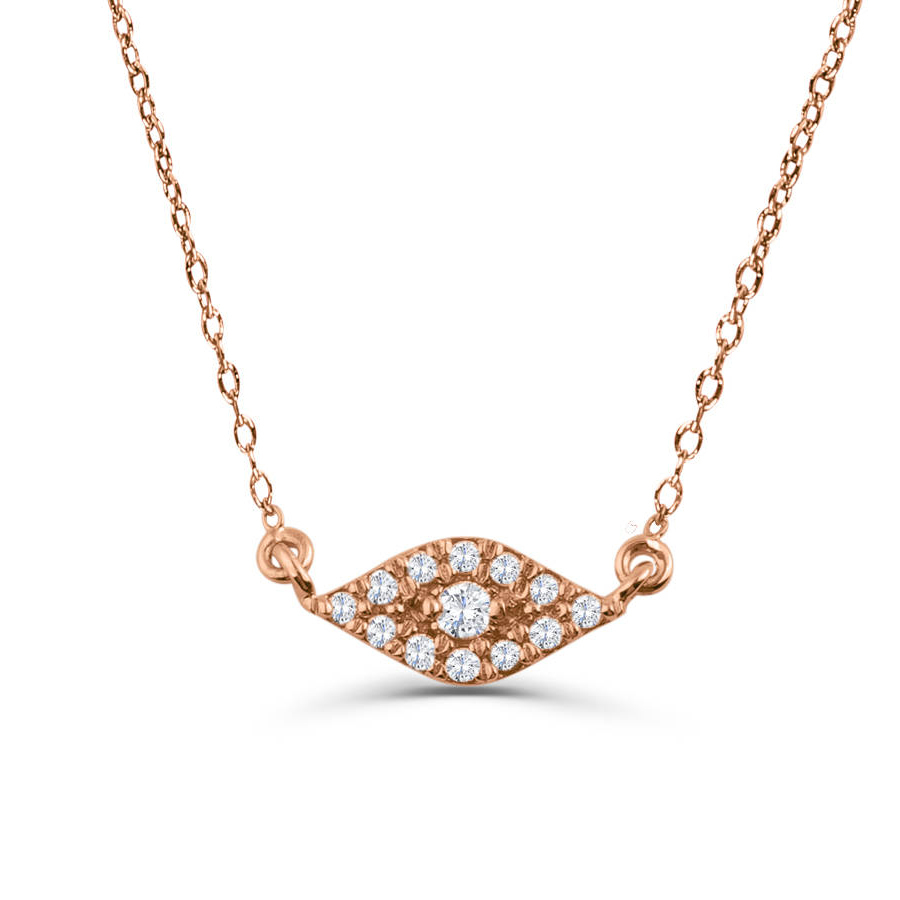 Sterling Silver Cubic Zirconia Good Luck Evil Eye Necklace