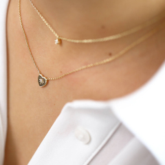 Sterling Silver Starburst Setting CZ Heart Necklace