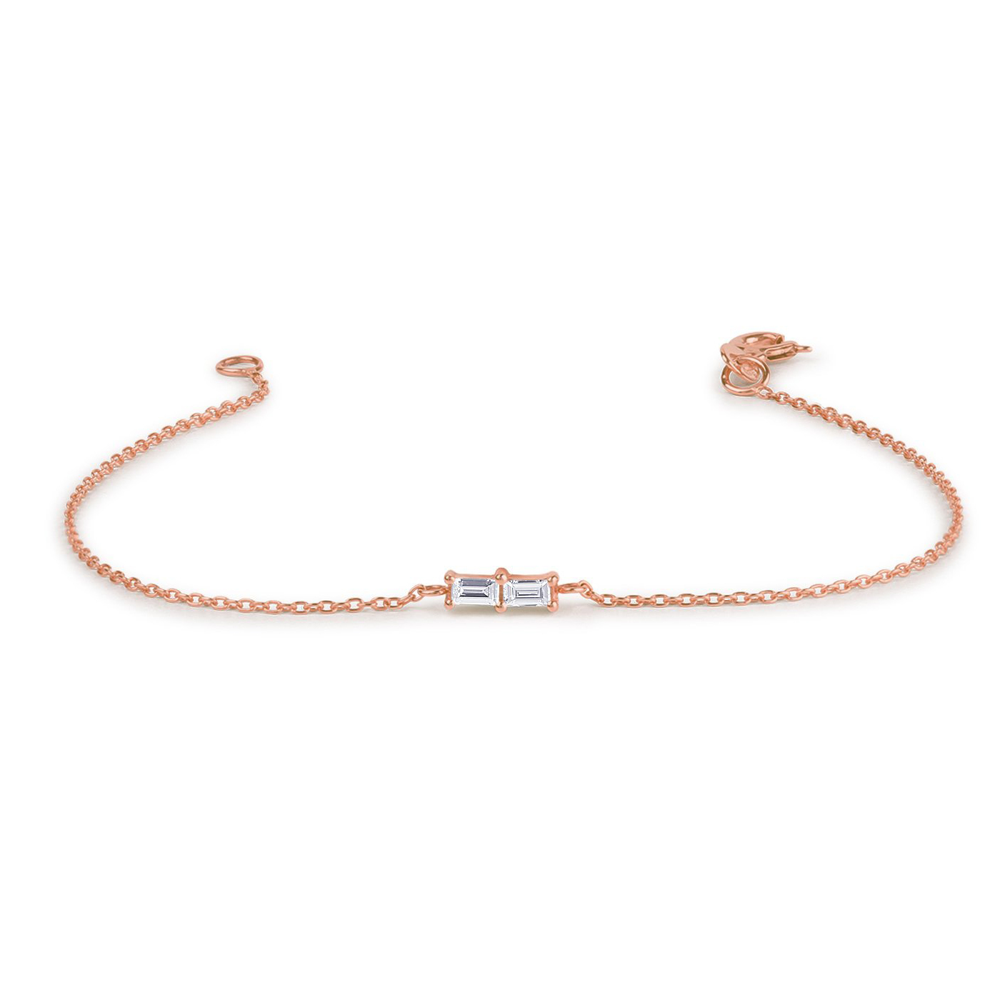 925 Silver Minimal Baguette Cubic Zirconia Dainty Bracelet