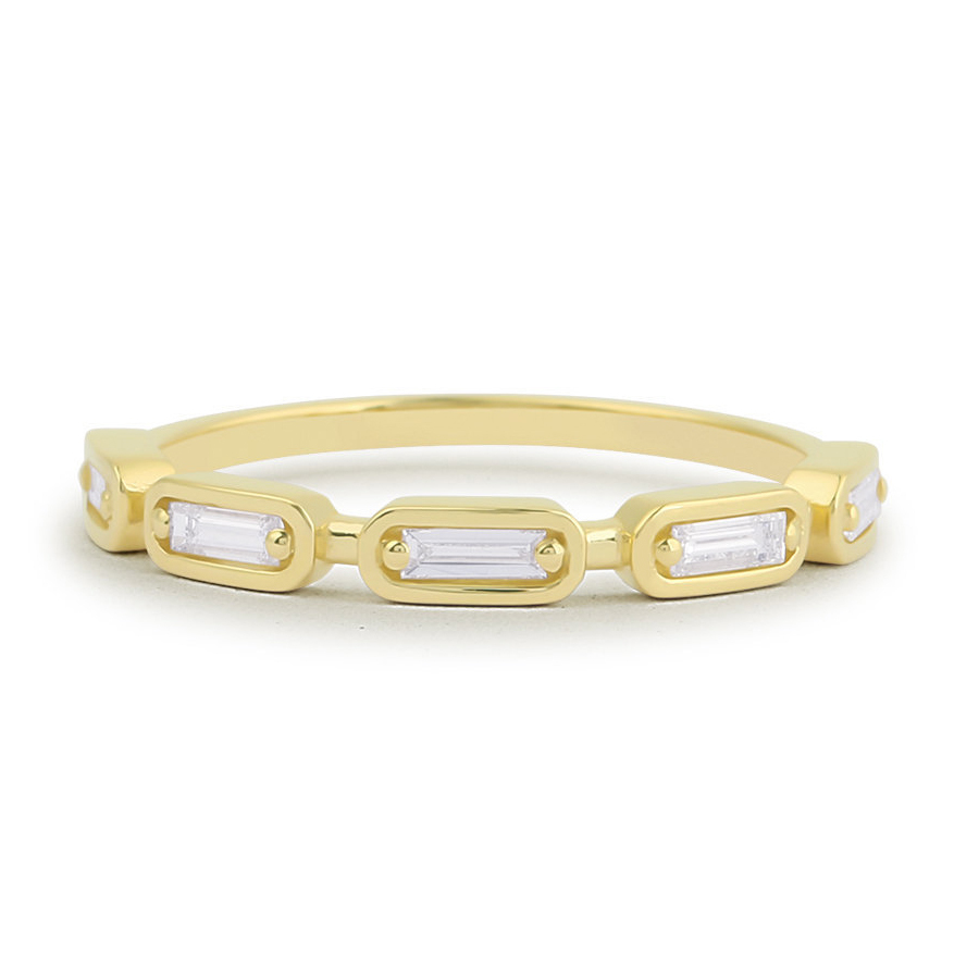 Sterling Silver Baguette Cubic Zirconia Half Eternity Wedding Ring