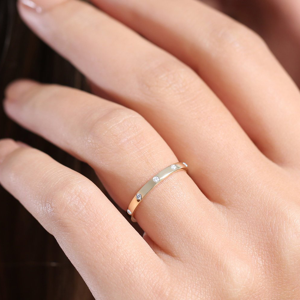 Sterling Silver Rose Gold Promise Wedding Band Ring