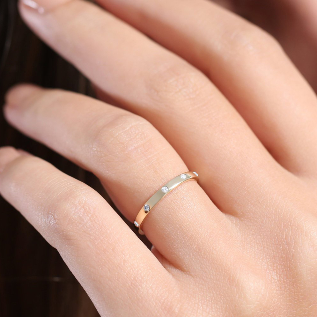Sterling Silver Rose Gold Promise Wedding Band Ring